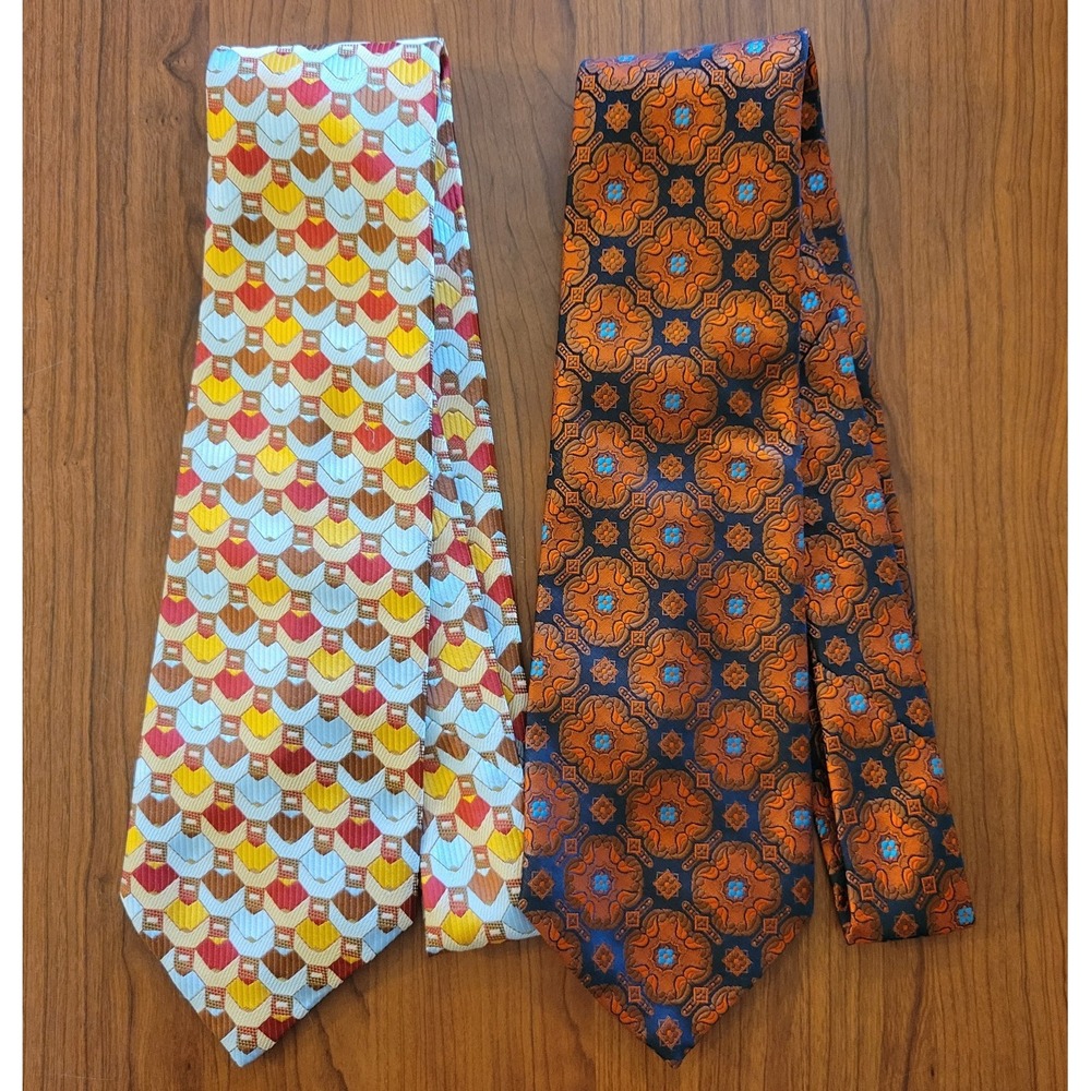 Vintage Omega Necktie  55 X‎ 4 Textured Polyester Multicolor Wide Bright Retro